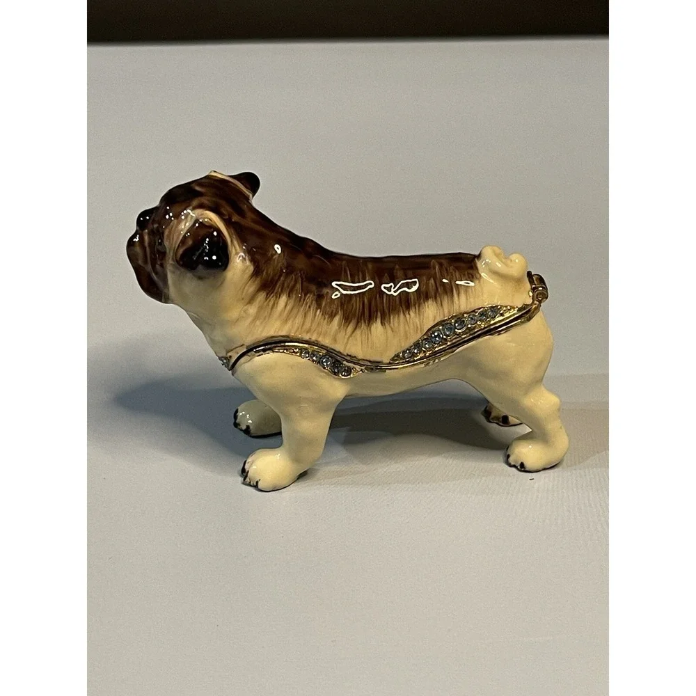 Pug Jeweled Trinket Box with Crystals Out Of Box